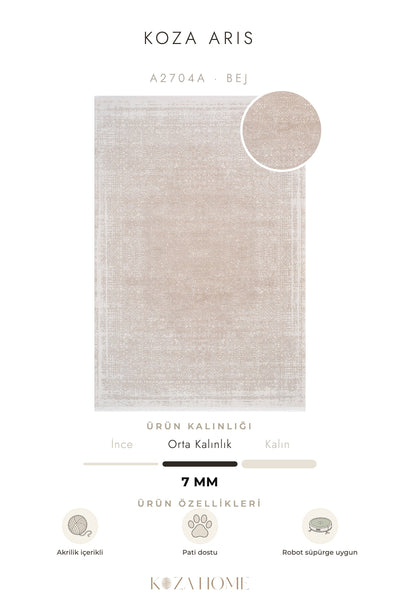 Koza Aris Bej Modern Desenli Salon Halısı A2704A