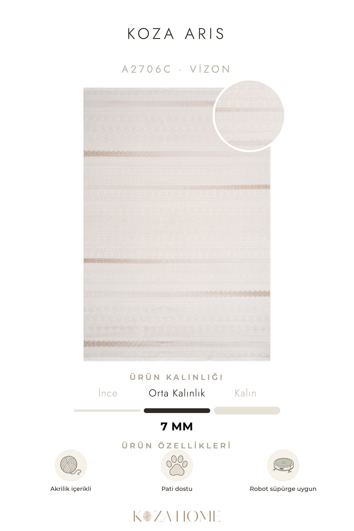 Koza Aris Vizon Modern Desenli Salon Halısı A2706C