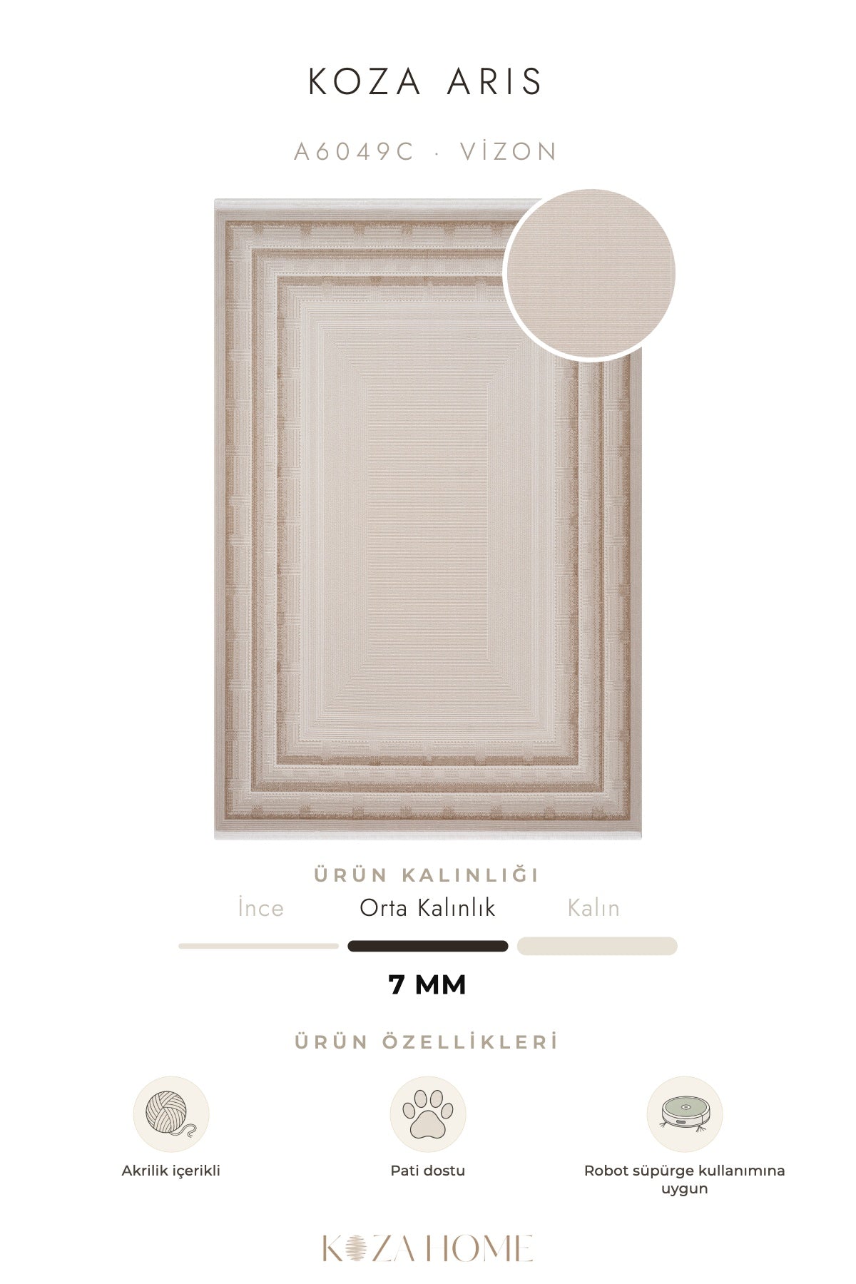 Koza Aris Vizon Modern Desenli Salon Halısı A6049C