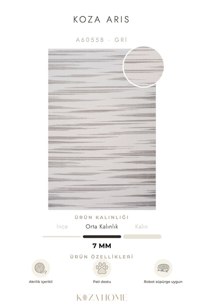 Koza Aris Gri Modern Desenli Salon Halısı A6055B