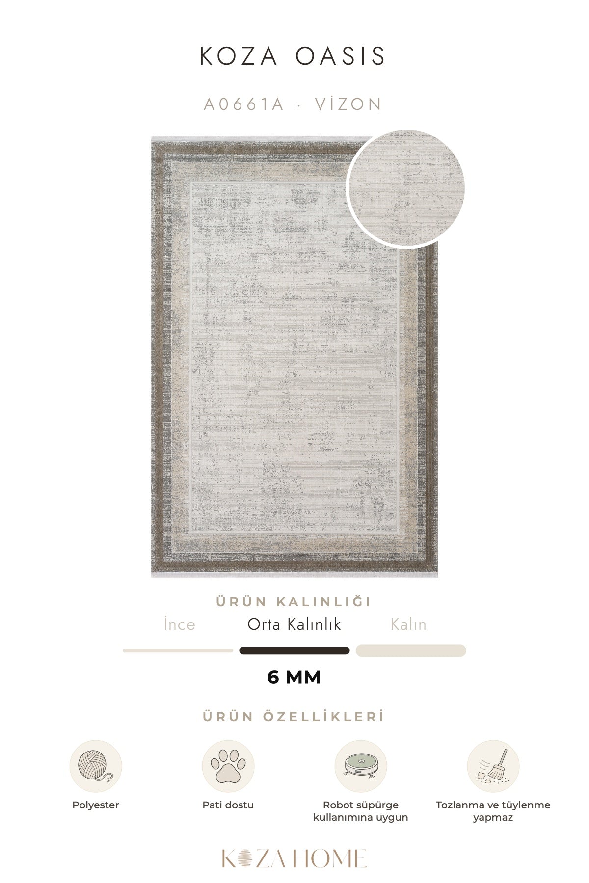 Koza Oasis Vizon Çizgisel Salon Halısı A0661A
