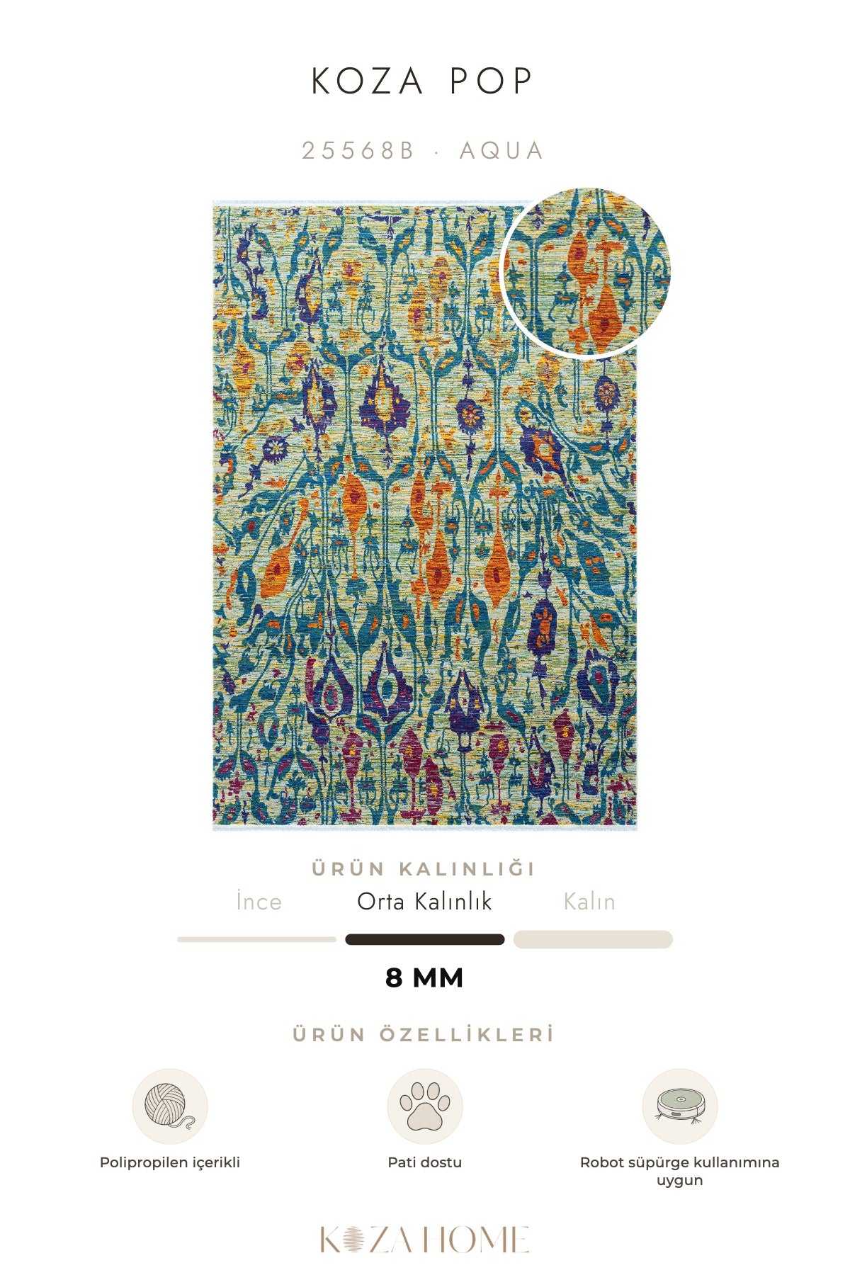 Koza Pop Aqua Halı 25568B