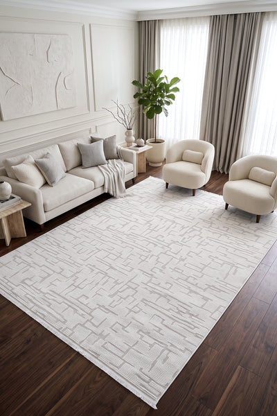 Koza Kilyos Krem Pastel Salon Halısı A5748A
