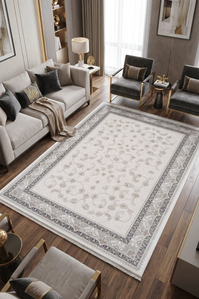Koza Mirage Krem Mavi Salon Halısı A3782A