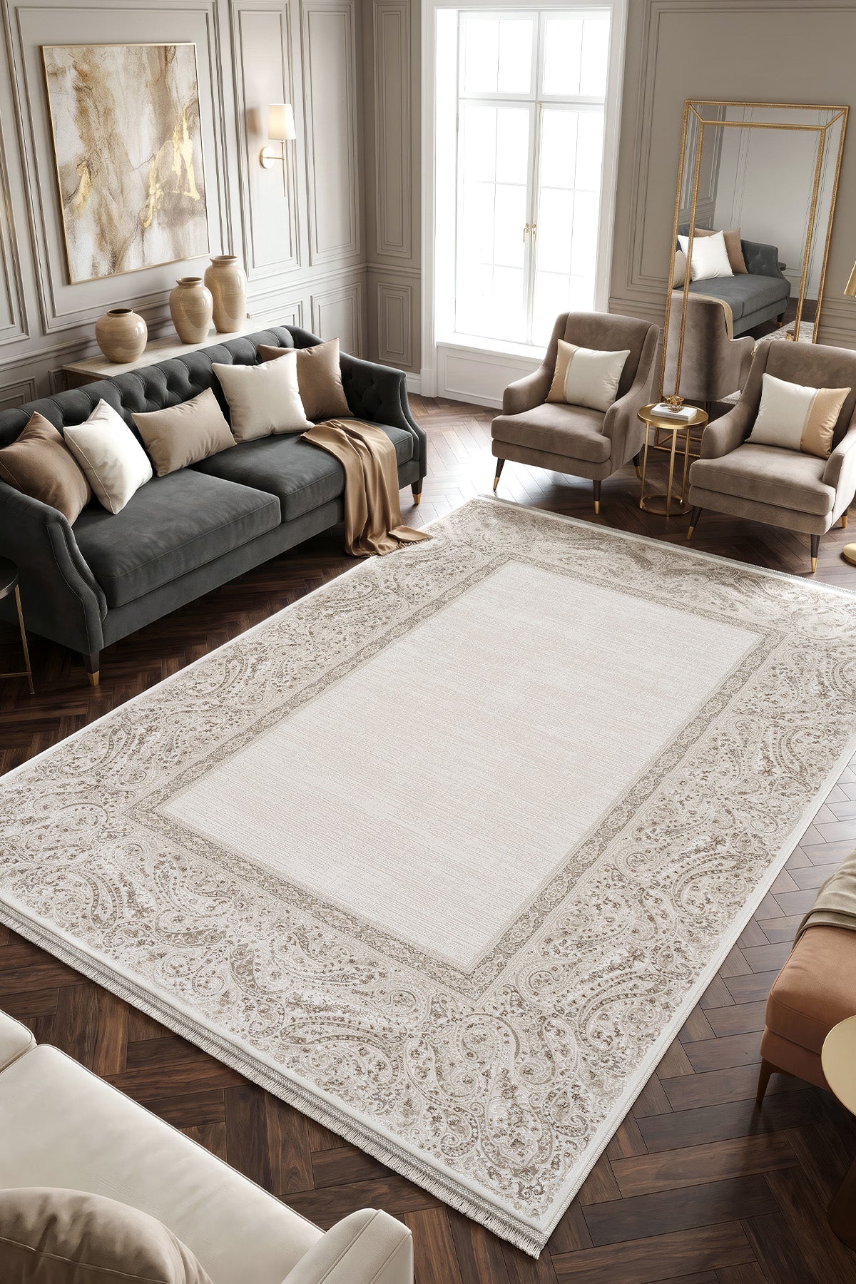 Koza Mirage Krem Vizon Salon Halısı A3783C