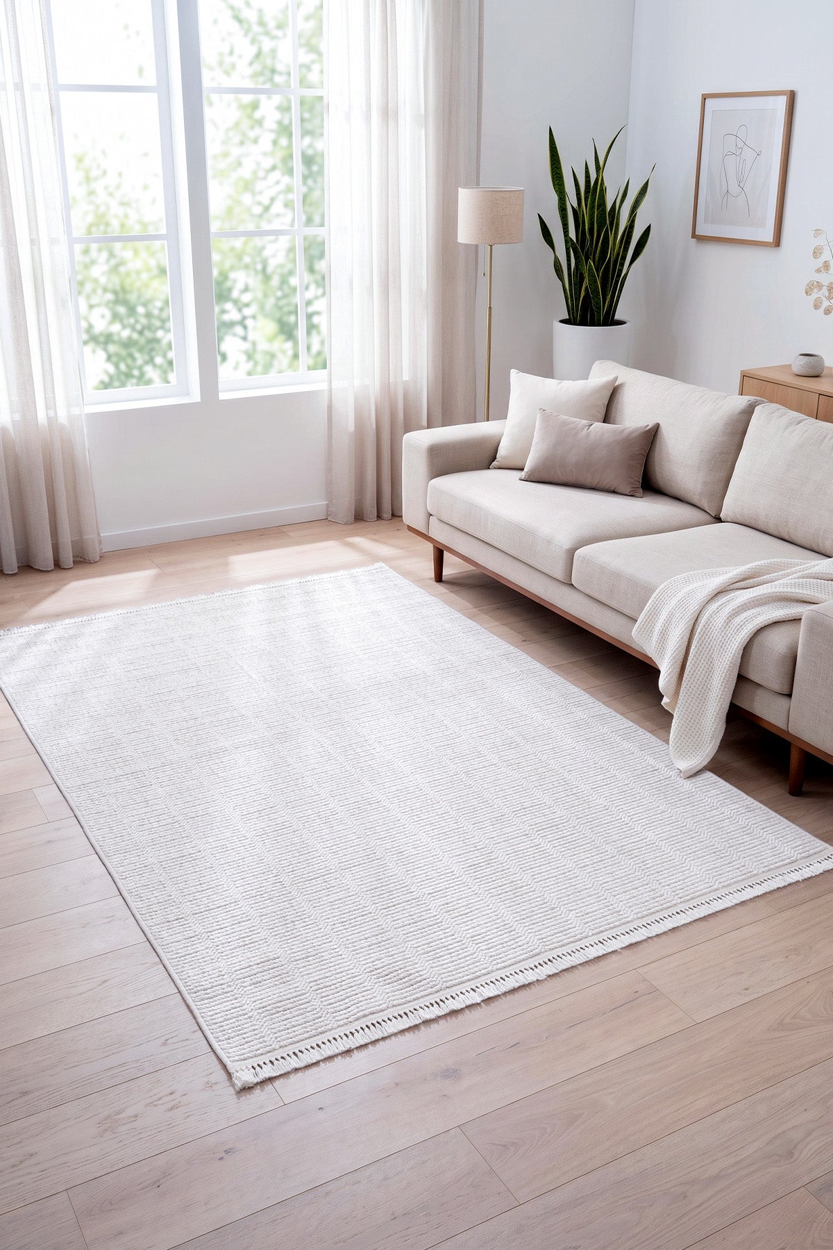 Koza Mood Krem Geometrik Salon Halısı A2411A