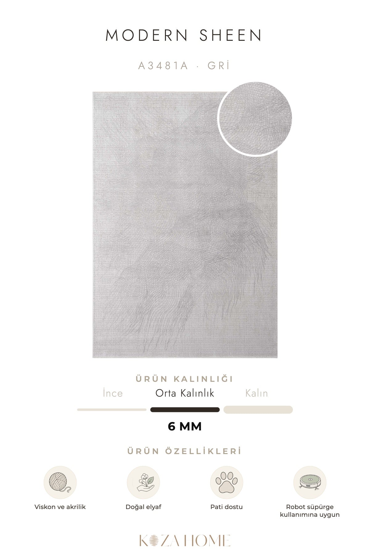 Calvin Klein Modern Sheen Gri Halı A3481A