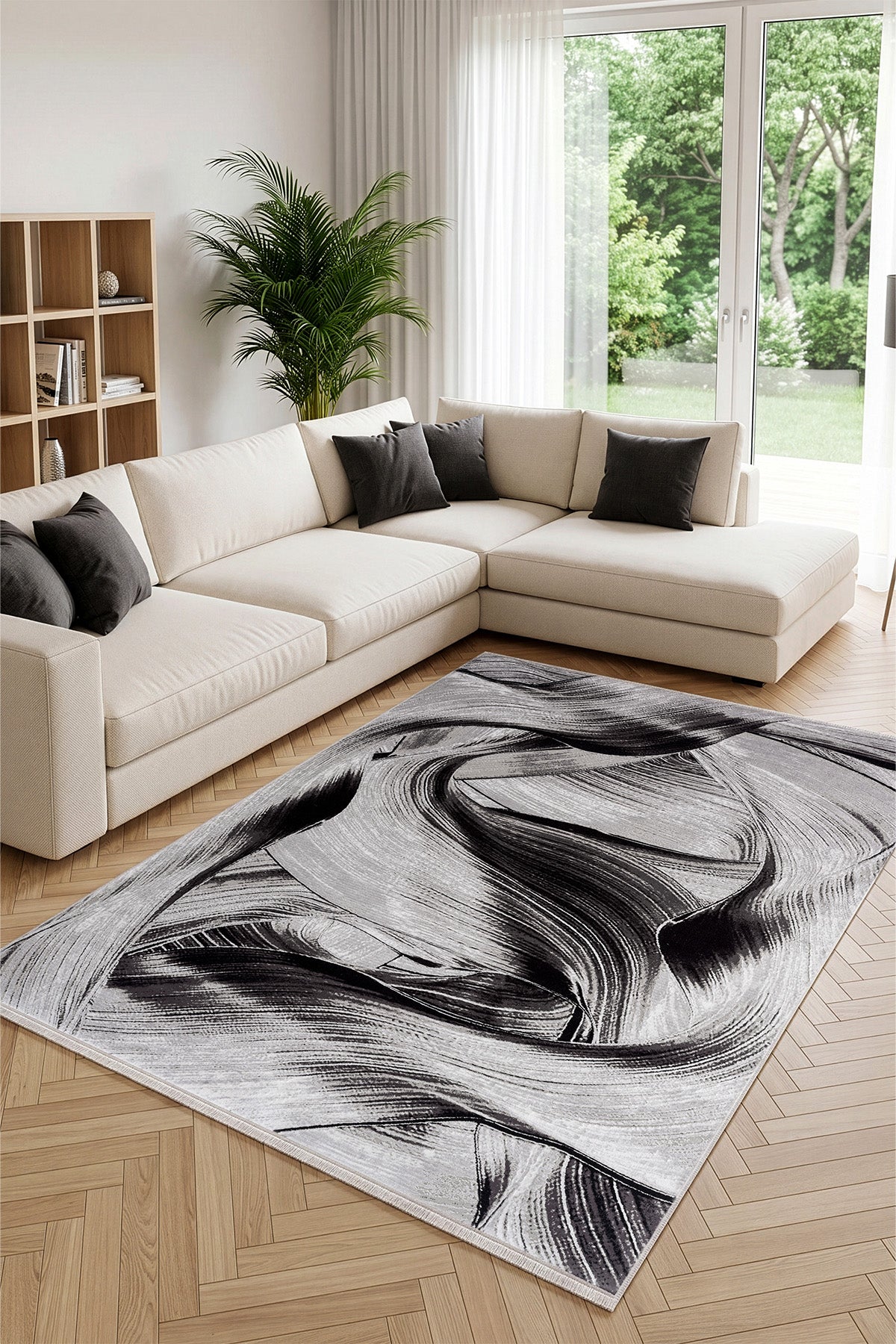 Calvin Klein Modern Sheen A3480D Gri Siyah Halı