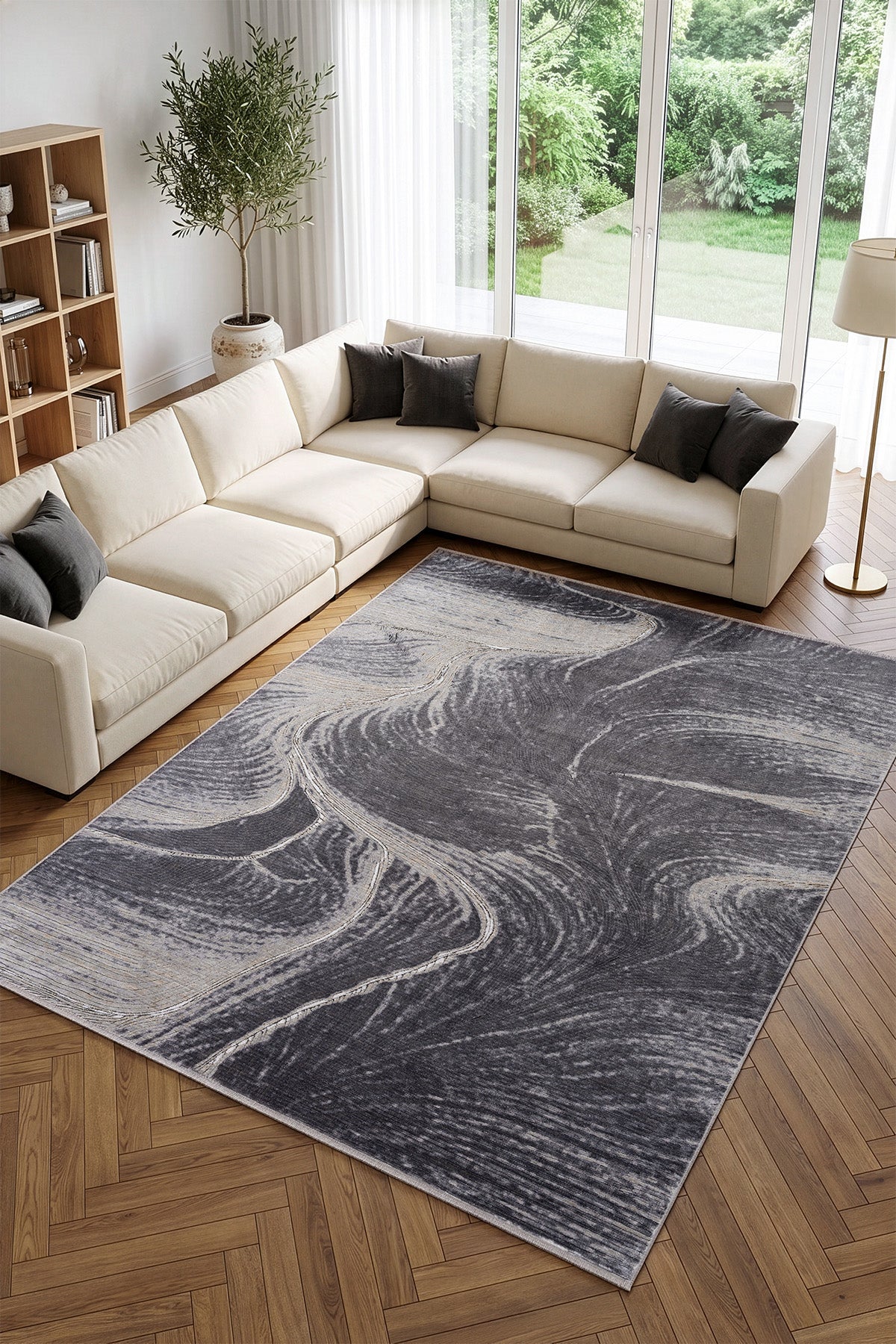 Calvin Klein Modern Sheen A3482C Gri Bej Halı
