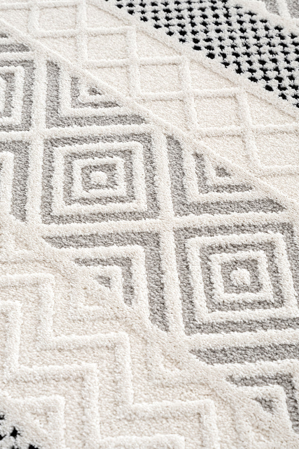 Koza Hayad Monaco Krem Siyah Tozumaz Halı 33342