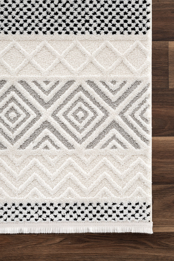 Koza Hayad Monaco Krem Siyah Tozumaz Halı 33342