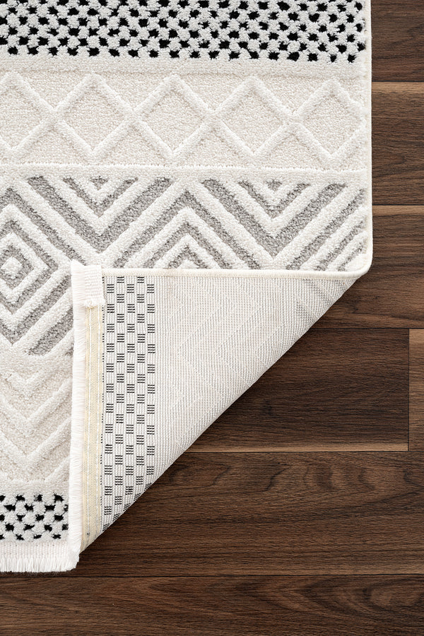 Koza Hayad Monaco Krem Siyah Tozumaz Halı 33342