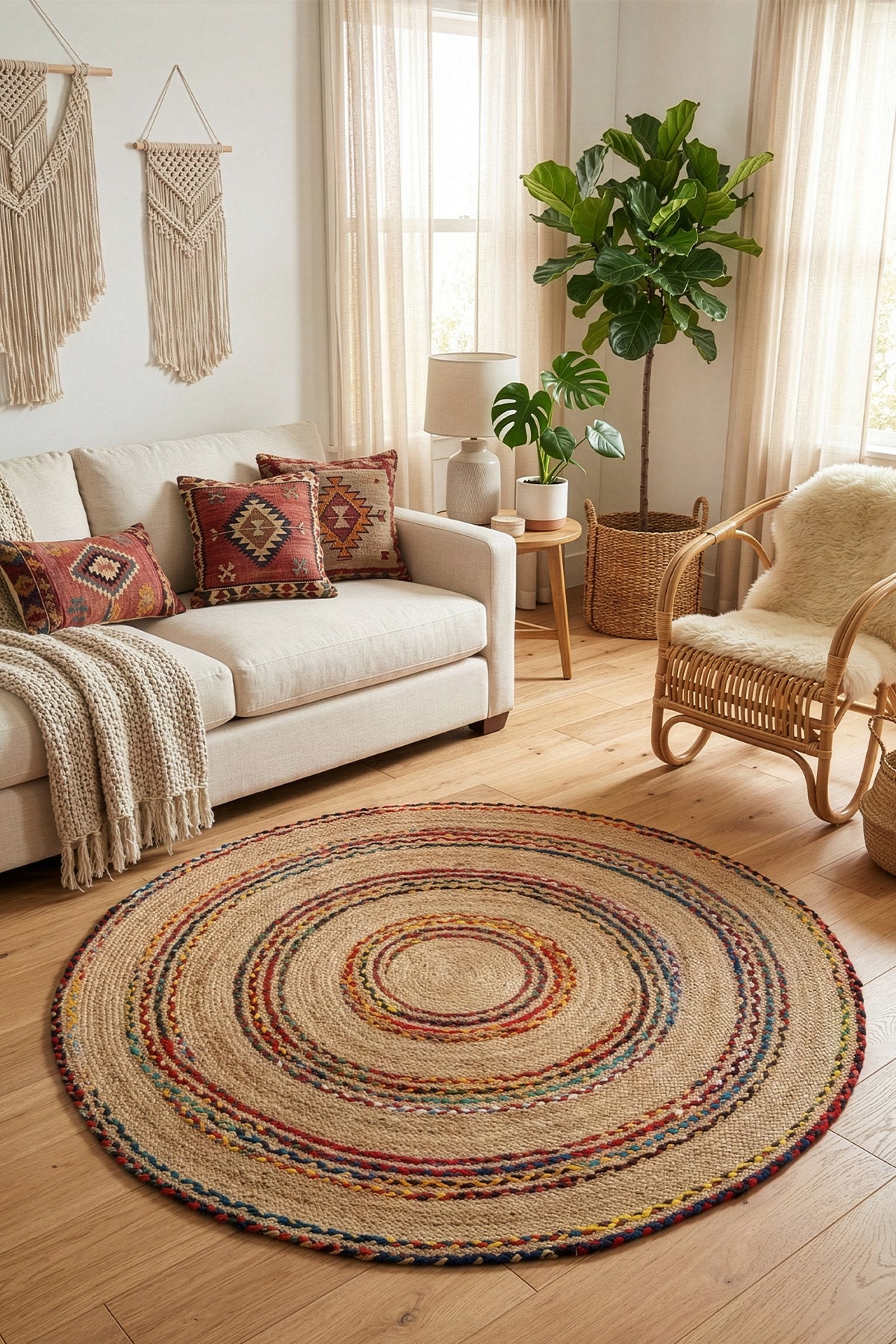 Natura Natural Jüt Yuvarlak Halı 00002A