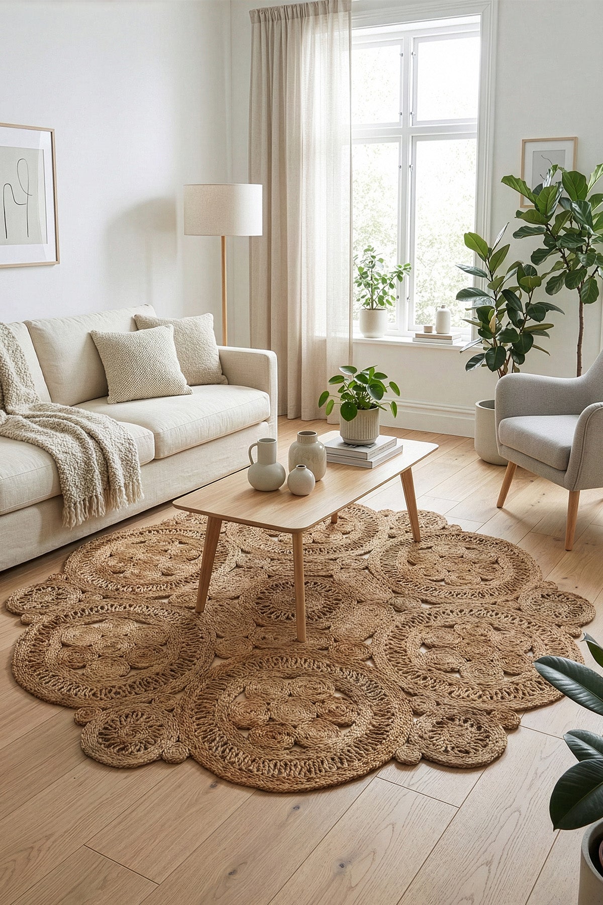 Natura Natural Jüt Yuvarlak Halı 00004A