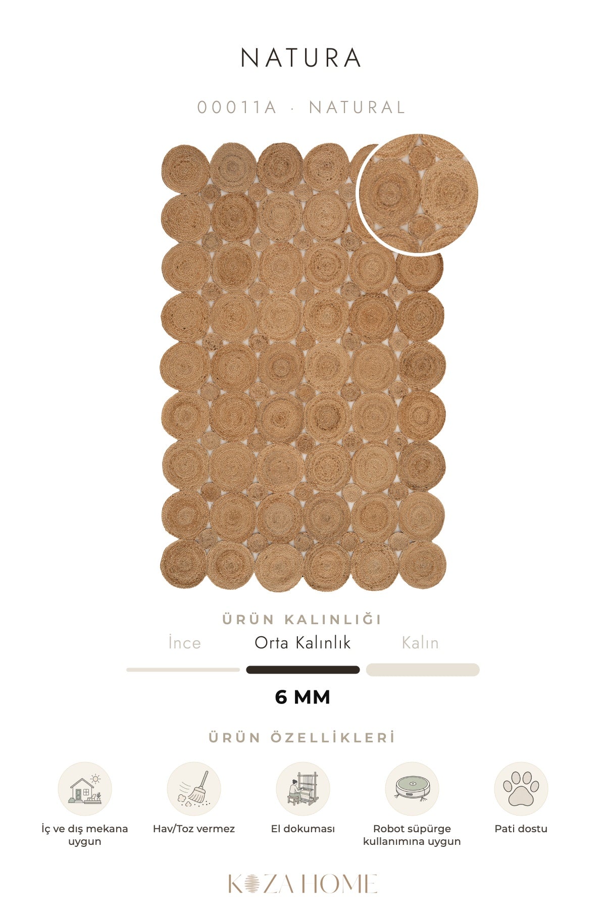 Natura Natural Jüt Halı 00011A