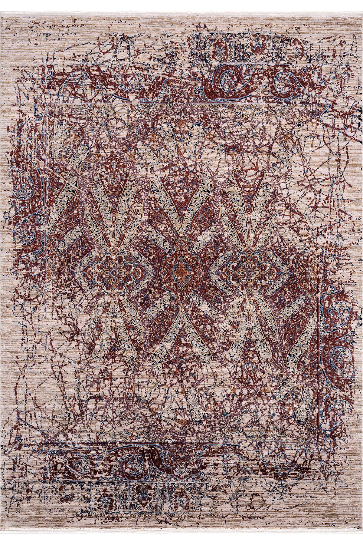 Koza Nostalgia Bej Bordo Salon Halısı A3009B