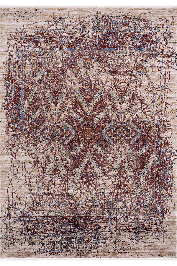 Koza Nostalgia Bej Bordo Salon Halısı A3009B