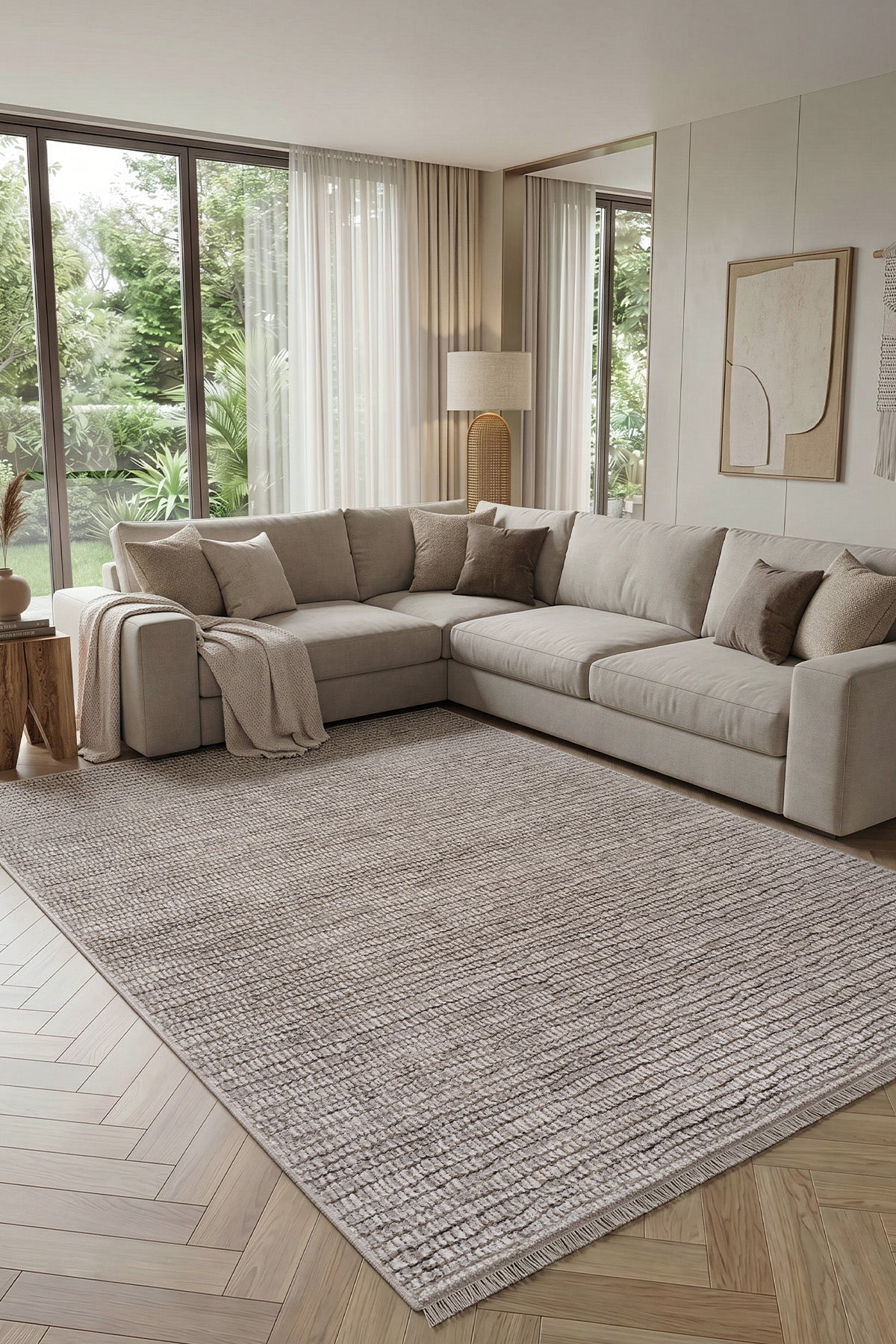 Calvin Klein Olivia Krem Gri Oturma Odası Halısı A4678A