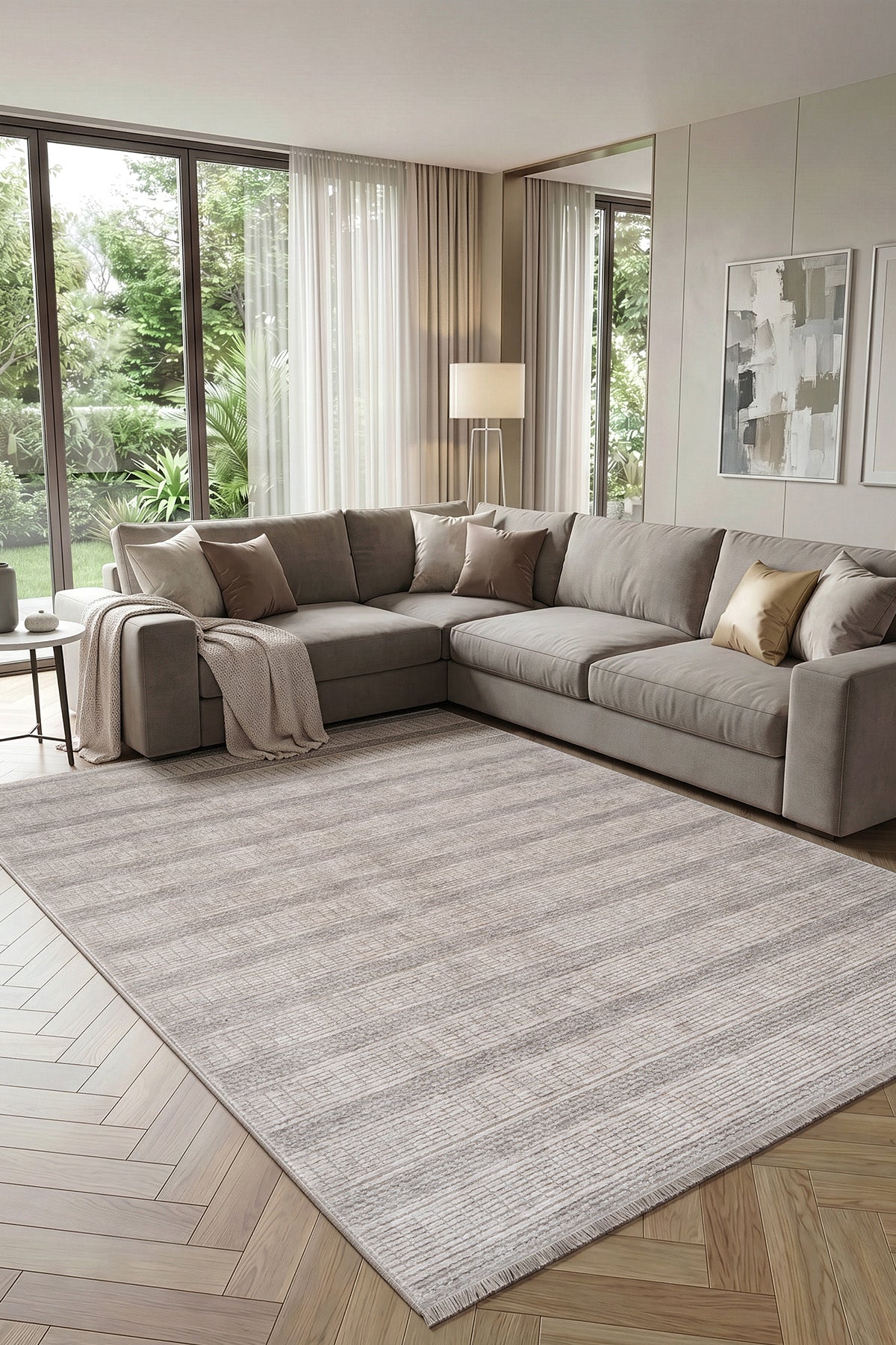 Calvin Klein Olivia Krem Gri Oturma Odası Halısı A4679A