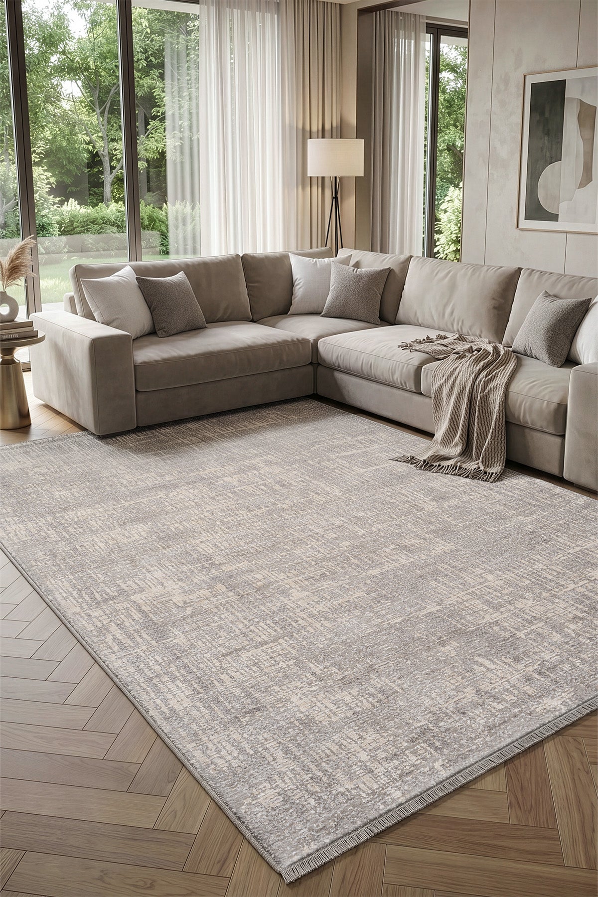 Calvin Klein Olivia Krem Gri Oturma Odası Halısı A4680A