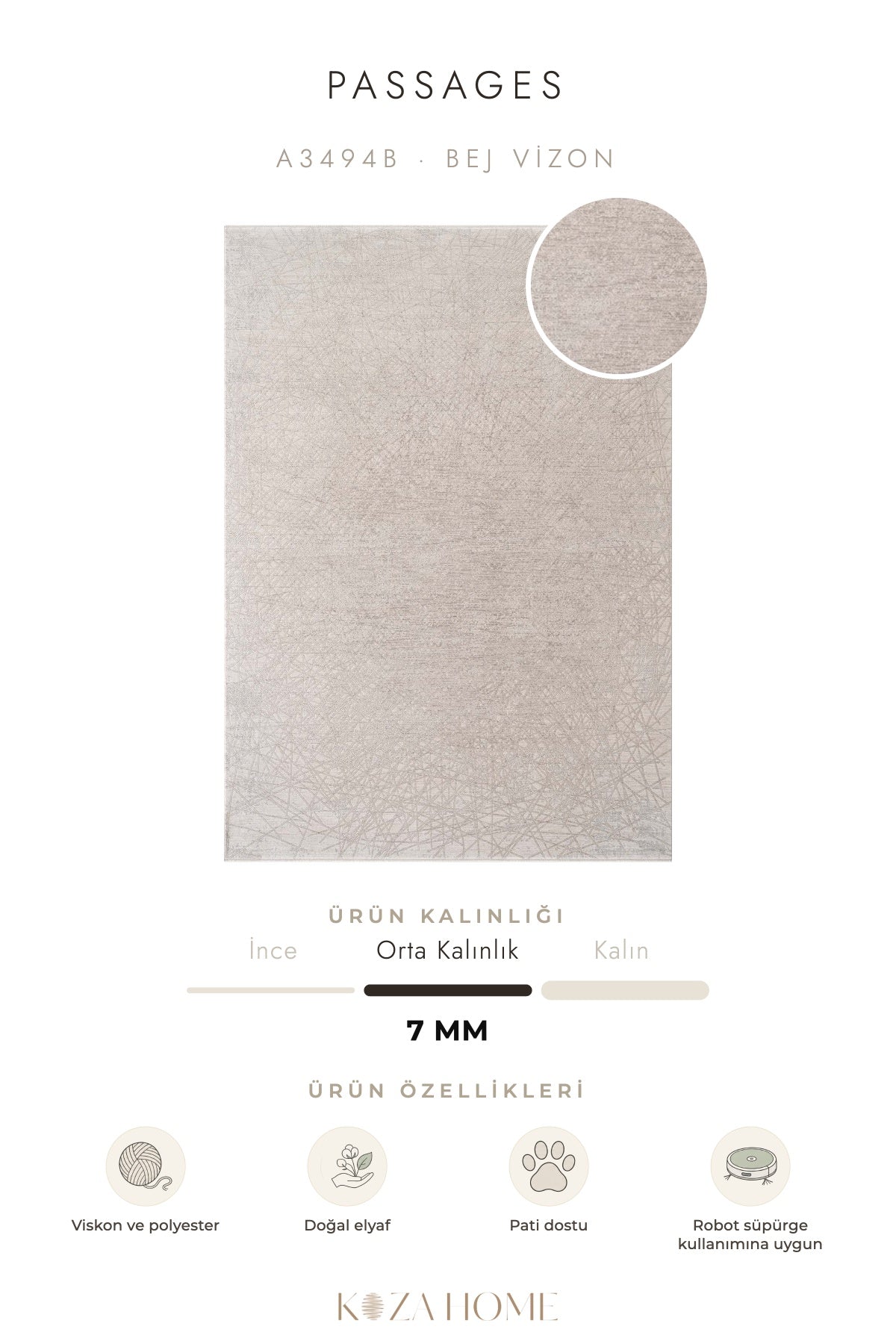 Calvin Klein Passages Bej Vizon Halı A3494B
