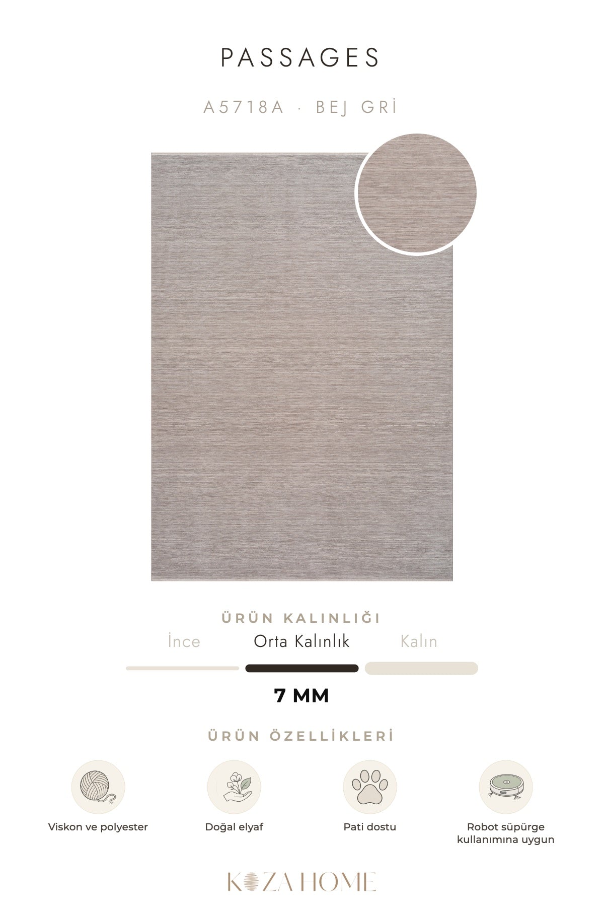 Calvin Klein Passages Bej Gri Halı A5718A