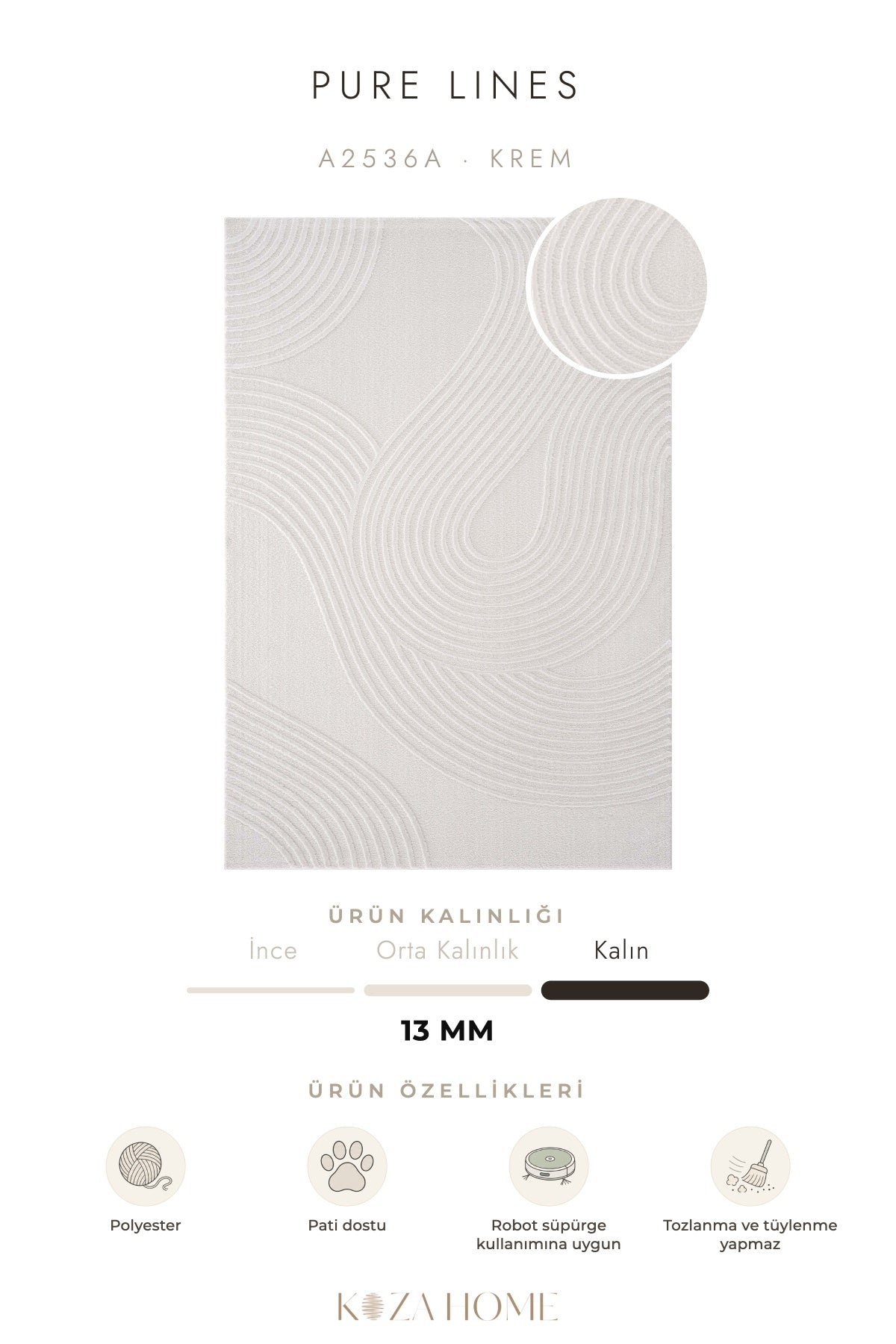 Calvin Klein Pure Lines Krem Halı A2536A
