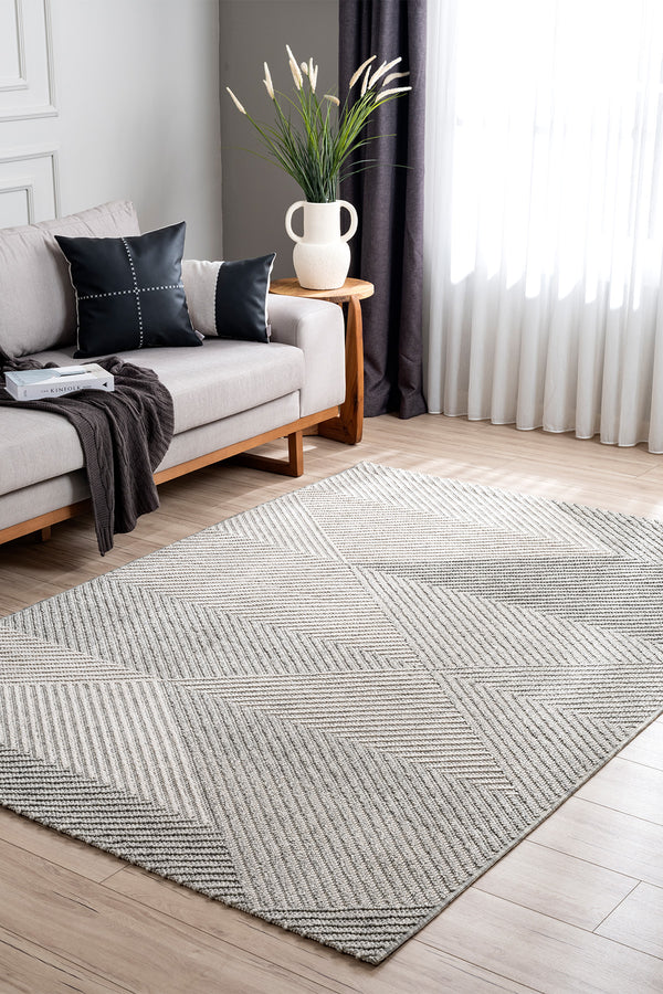 Retro Krem Gri Tozumaz Halı 19270A