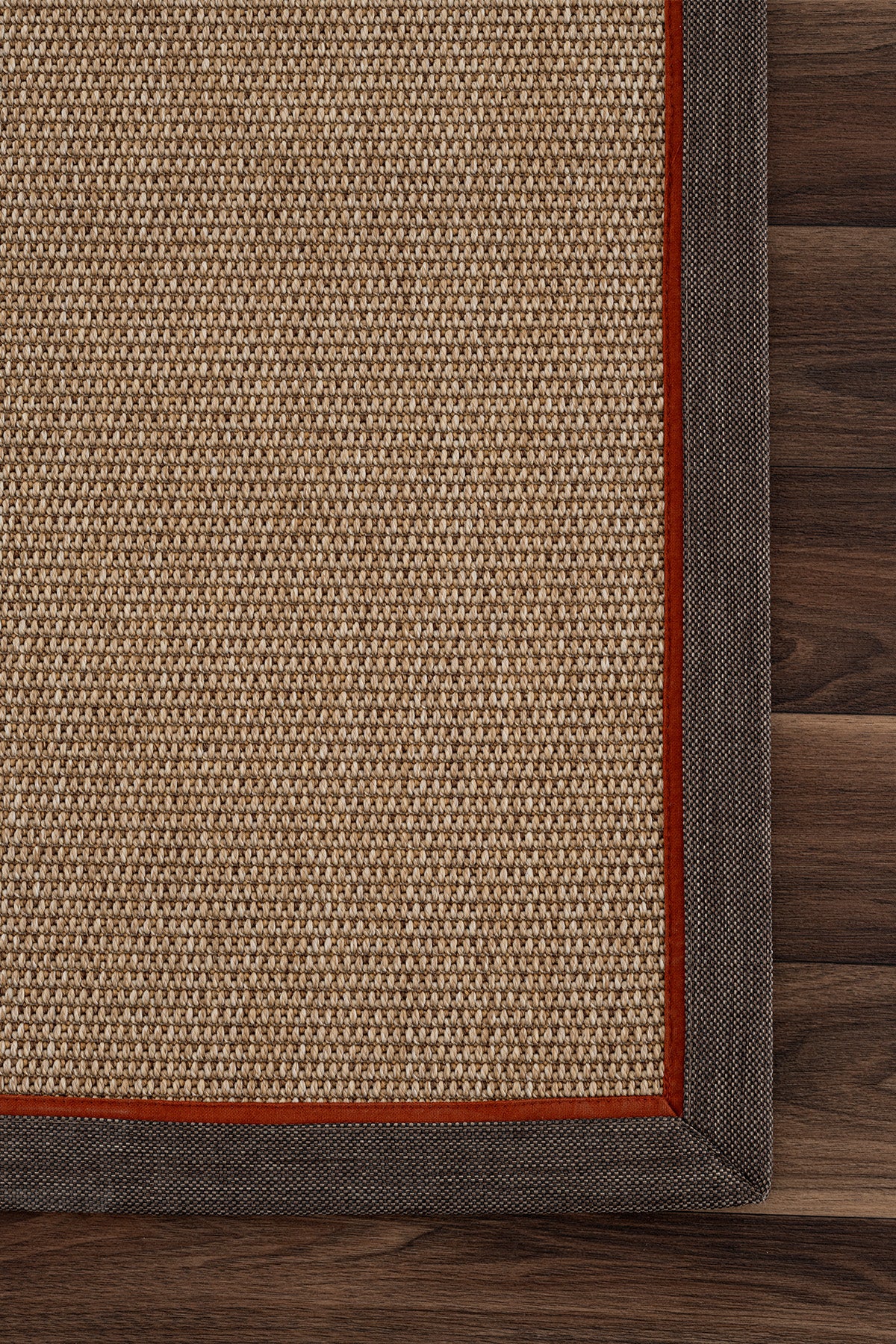 Koza Premium Sahara Bordure Natural-Bordür Kahve Turuncu Sisal Halı B3610B