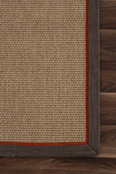 Koza Premium Sahara Bordure Natural-Bordür Kahve Turuncu Sisal Halı B3610B