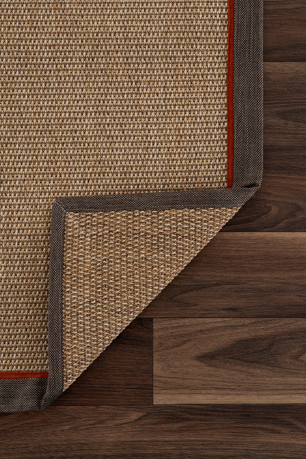 Koza Premium Sahara Bordure Natural-Bordür Kahve Turuncu Sisal Halı B3610B
