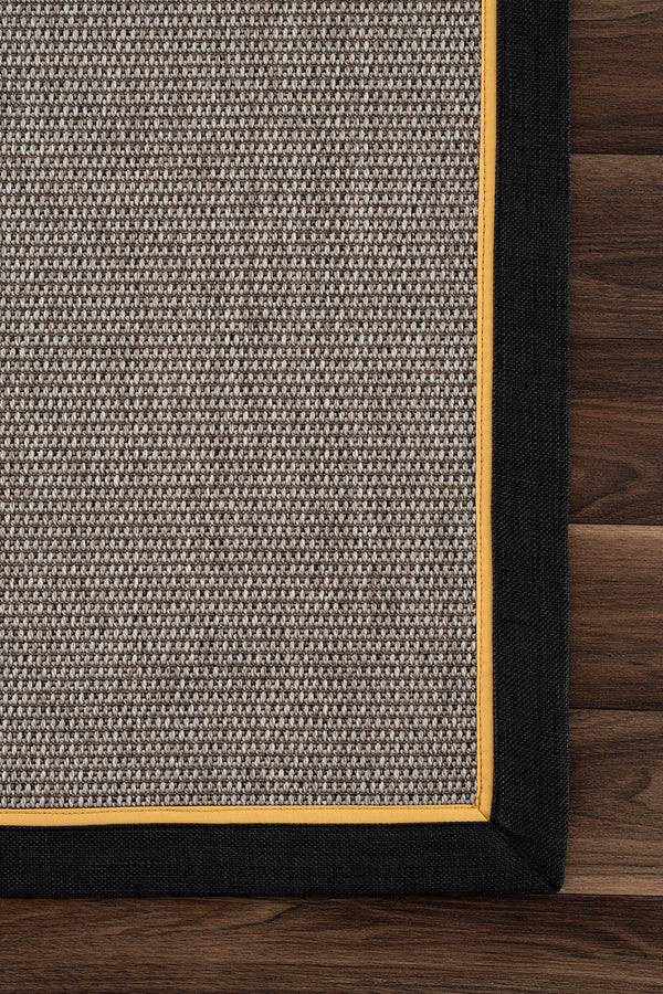 Koza Premium Sahara Bordure Gri-Bordür Siyah Sarı Sisal Halı B3610K