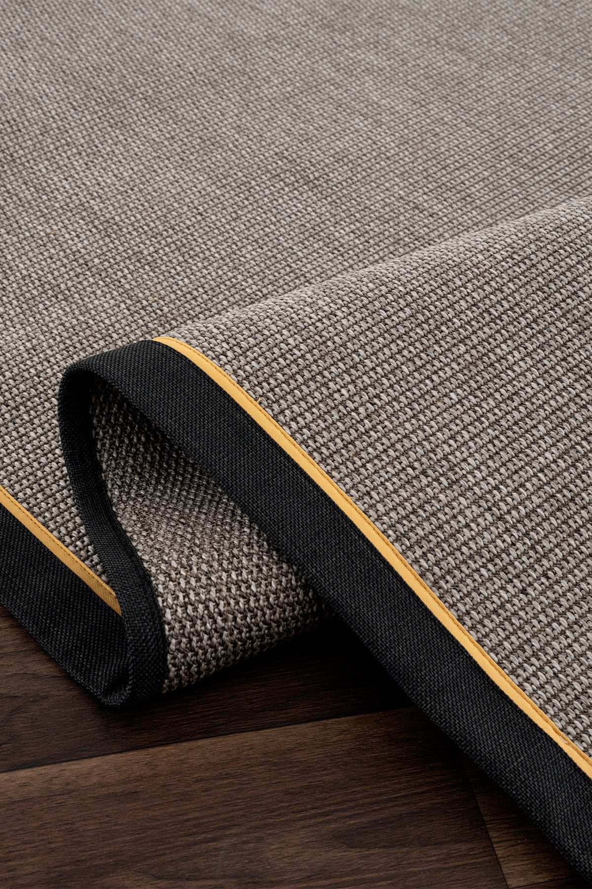 Koza Premium Sahara Bordure Gri-Bordür Siyah Sarı Sisal Halı B3610K