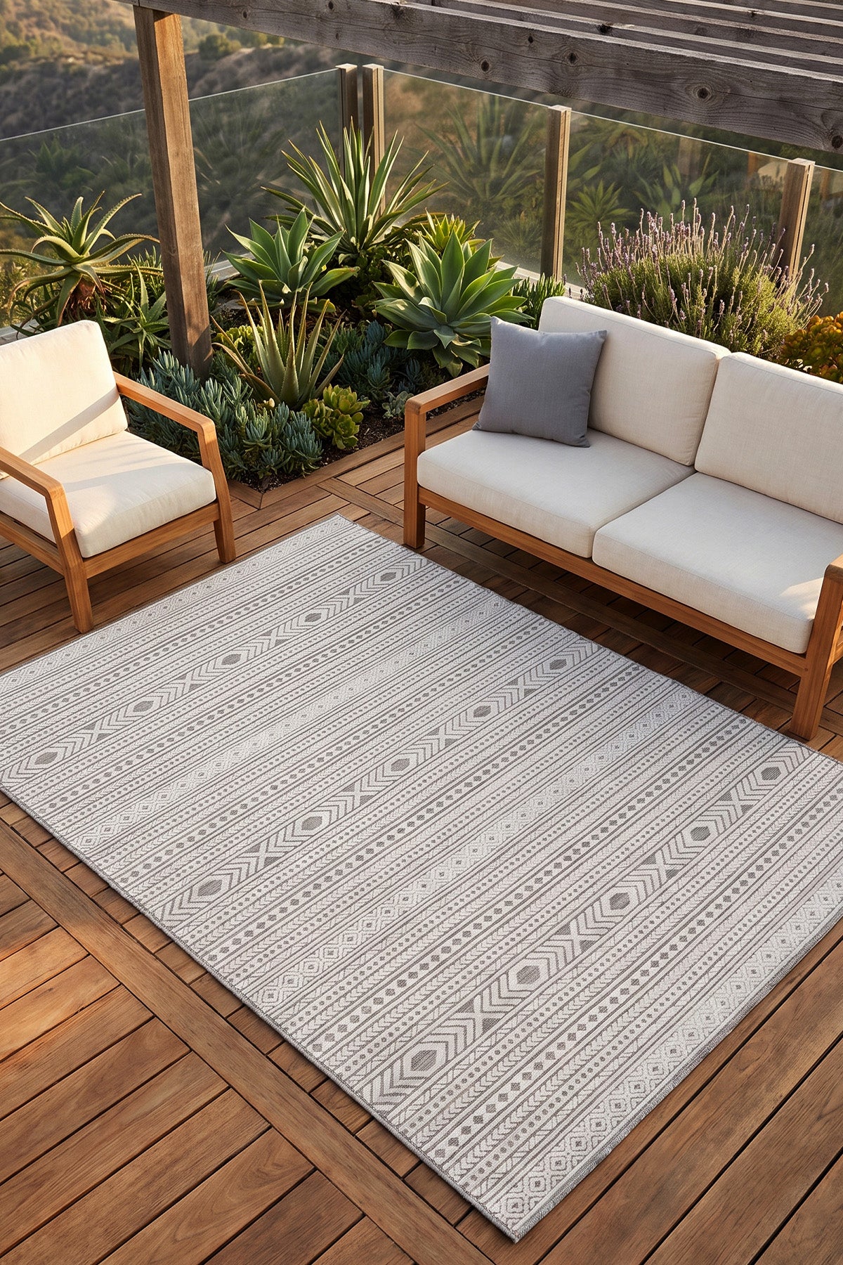 Sand Gri Krem Temizlenebilir Halı 65543A