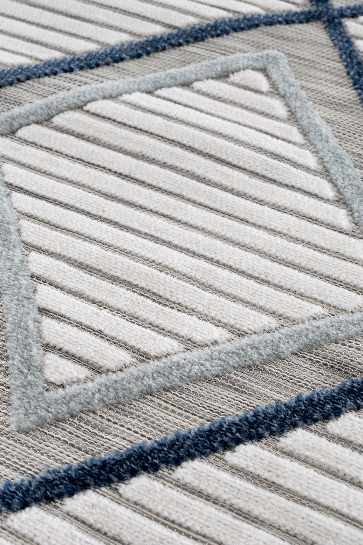 Sand Krem Mavi Temizlenebilir Halı 65549A