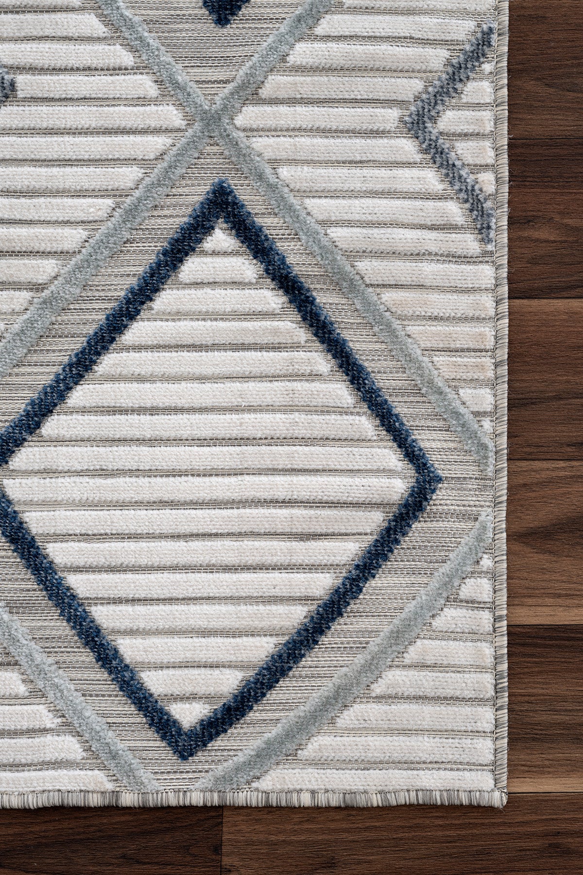 Sand Krem Mavi Temizlenebilir Halı 65549A
