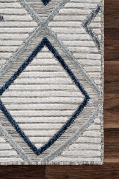 Sand Krem Mavi Temizlenebilir Halı 65549A
