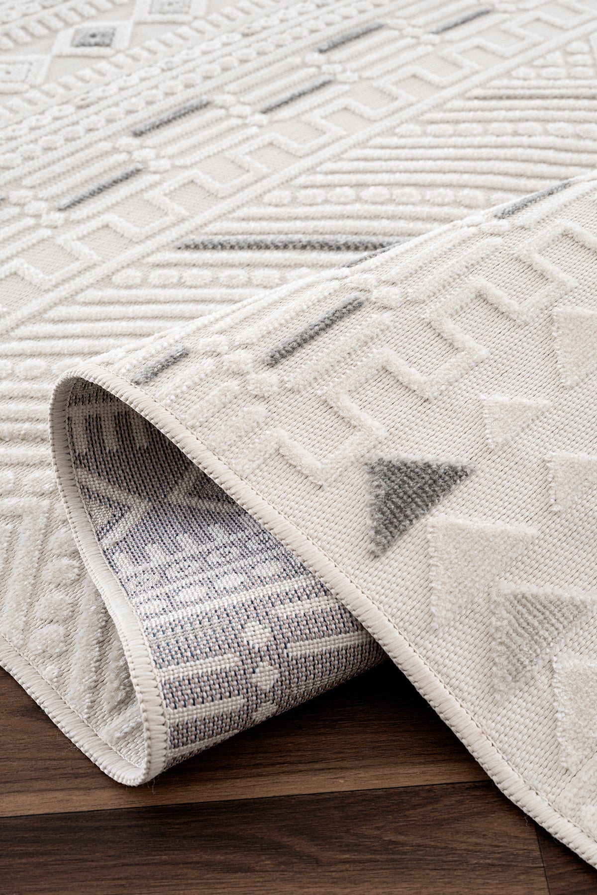 Sand Krem Gri Temizlenebilir Halı 65550A