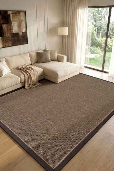 Calvin Klein Signature Bordure Kahve Bej Halı B3622C