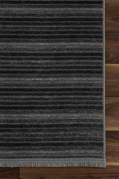 Stripe Antrasit Kaymaz Taban Kilim 33010A