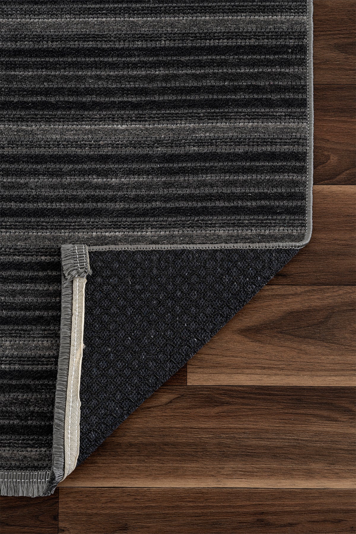 Stripe Antrasit Kaymaz Taban Kilim 33010A