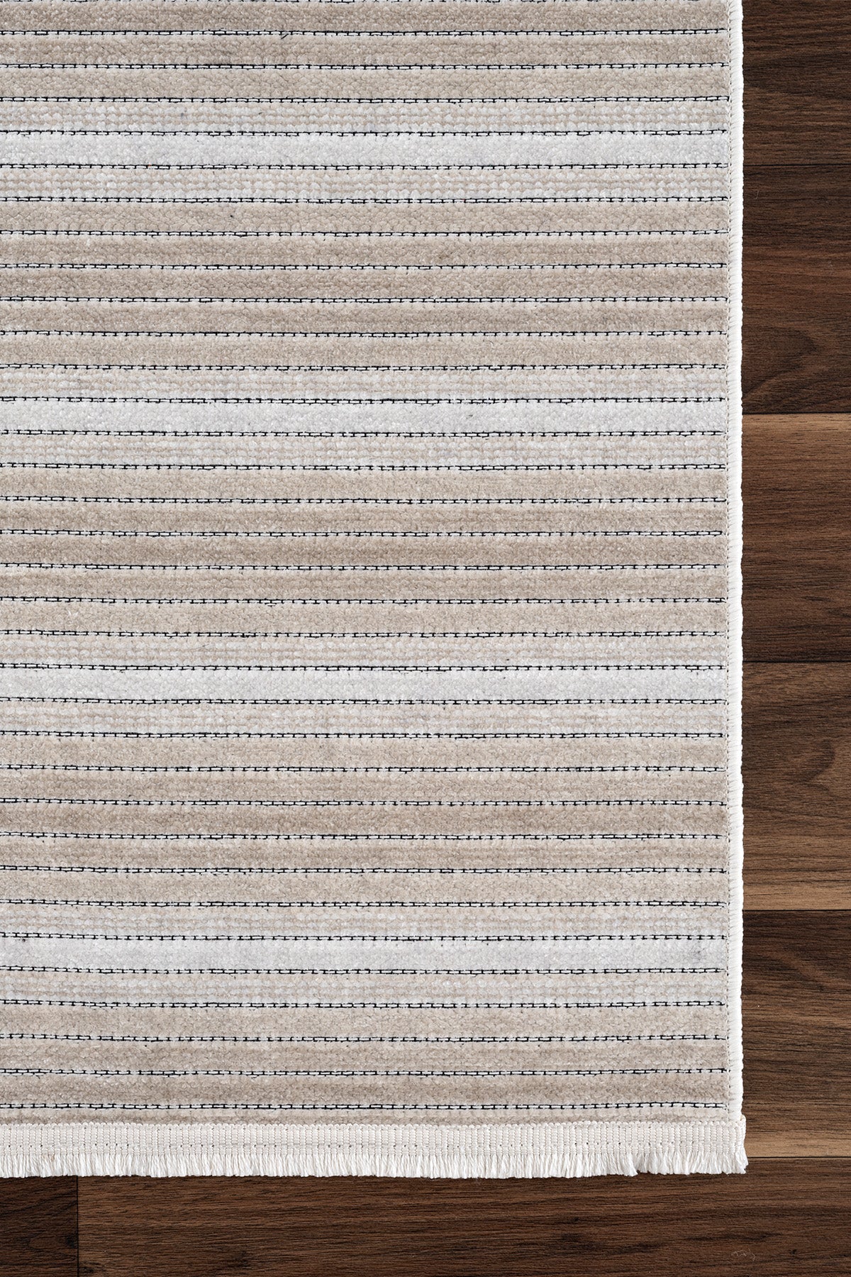 Stripe Krem Kaymaz Taban Kilim 33014A
