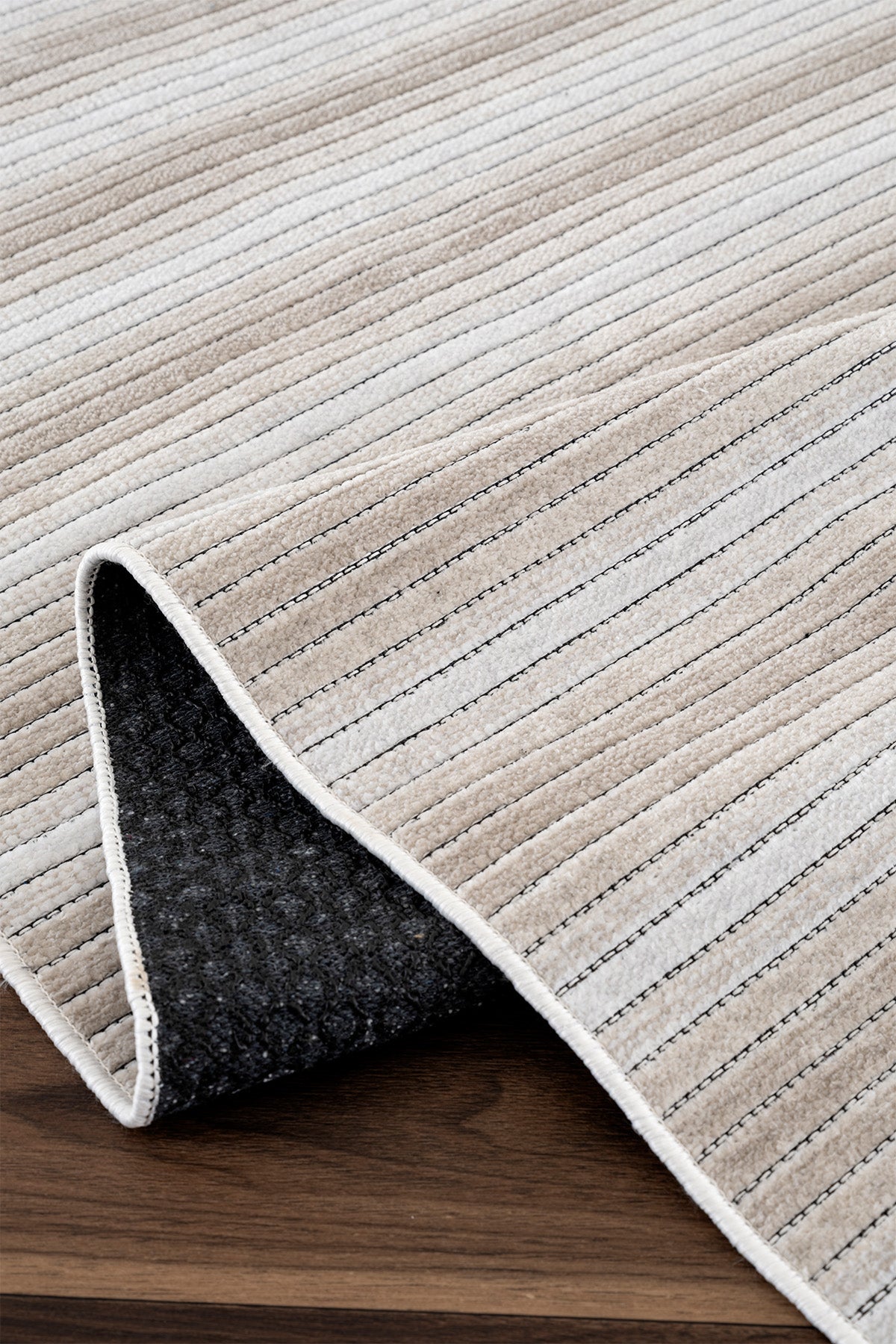 Stripe Krem Kaymaz Taban Kilim 33014A