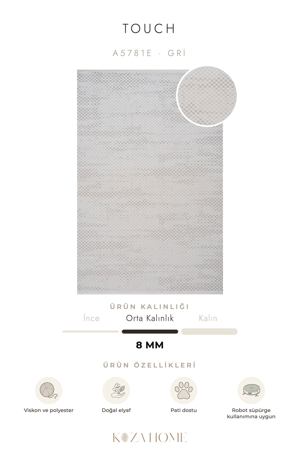 Calvin Klein Touch Gri Halı A5781E