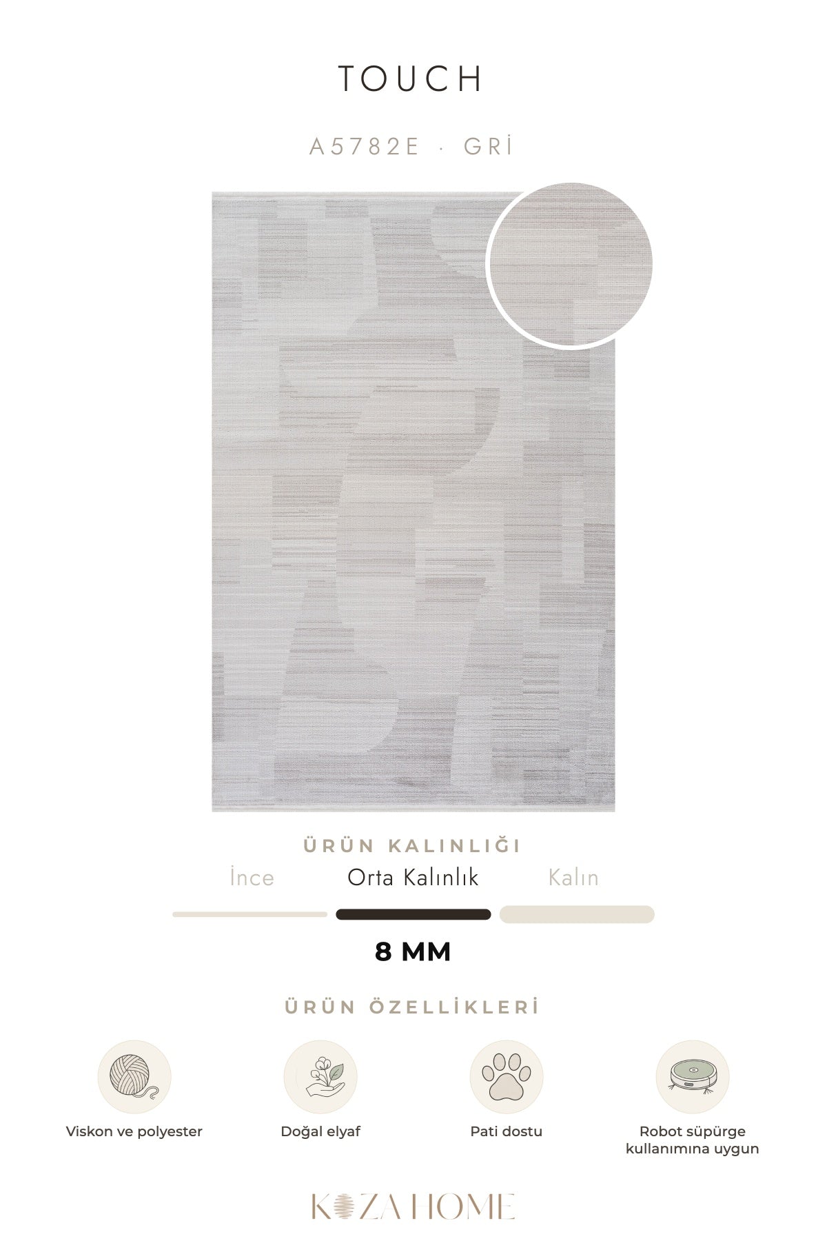 Calvin Klein Touch Gri Halı A5782E