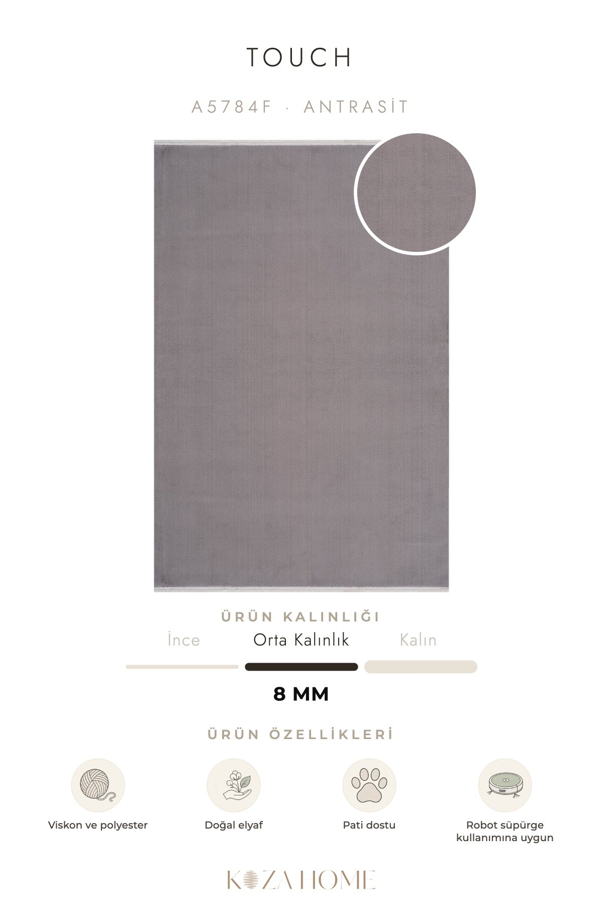 Calvin Klein Touch Antrasit Halı A5784F