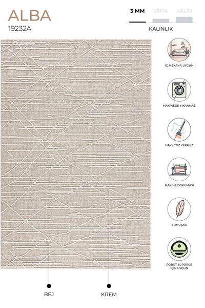 Alba Bej Krem Tozumaz Halı 19232A