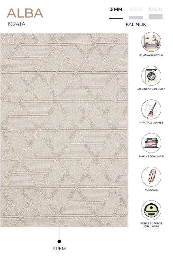 Alba Krem Tozumaz Halı 19241A