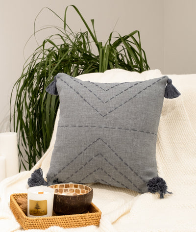 Aspen Gri Dekoratif Boncuk Elyaf İç Dolgulu Kırlent 40x40 5000
