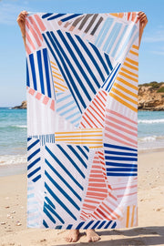 Bali Lines Çok Renkli Geometrik Çizgili Kum Tutmaz Plaj Havlusu 75x150 cm 4310